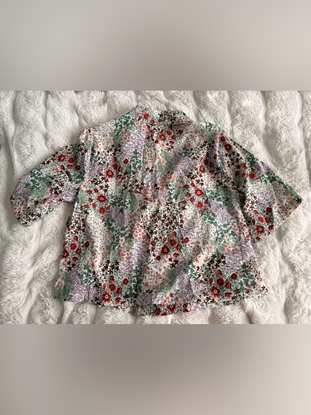 Cynthia Rowley Pink, Rose & Sage Floral Button-Up Sleepwear Top - Picture 3 of 3